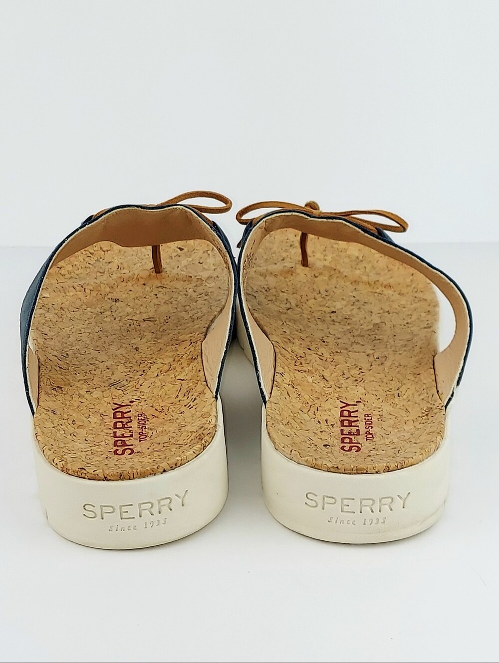 Sperry Blue Nubuck Cork Footbed Platform Sandals 12 - Picture 5 of 11